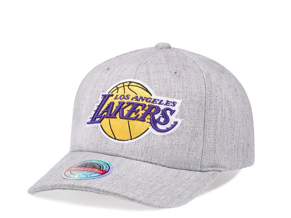 Mitchell & Ness Los Angeles Lakers Heather Gray Red Line Solid Flex Snapback Casquette