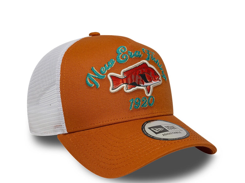 New Era Fishing Burnt Orange 9Forty A Frame Trucker Snapback Casquette