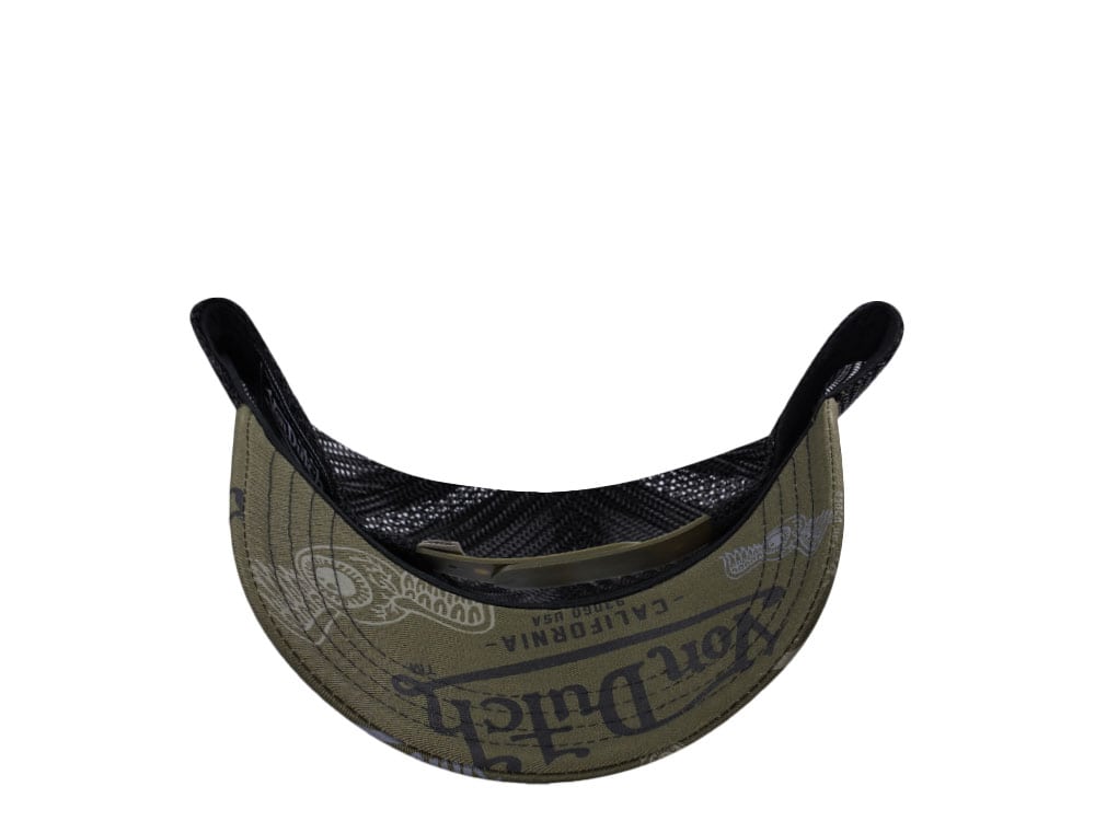 Von Dutch Oval Patch Multilogo Olive  Trucker Snapback Casquette