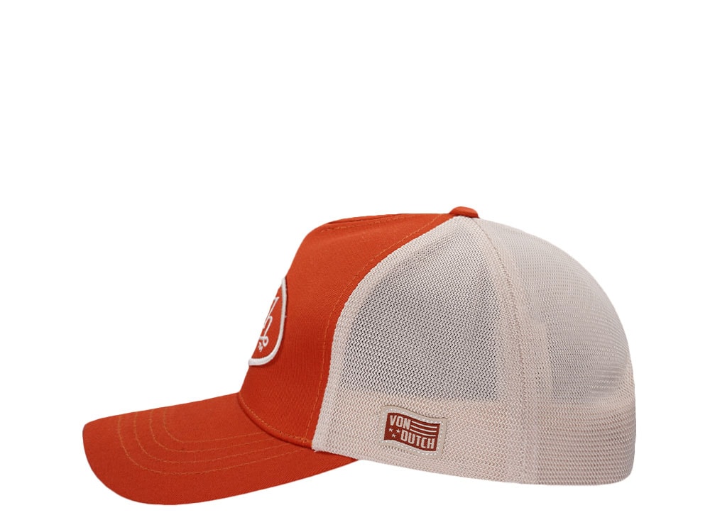 Von Dutch Embroidered Oval Patch Orange Trucker Strapback Casquette