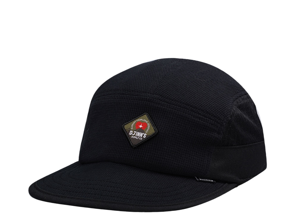 Djinns 5 Panel Black Waffle Mountain Drawcord Strapback Casquette