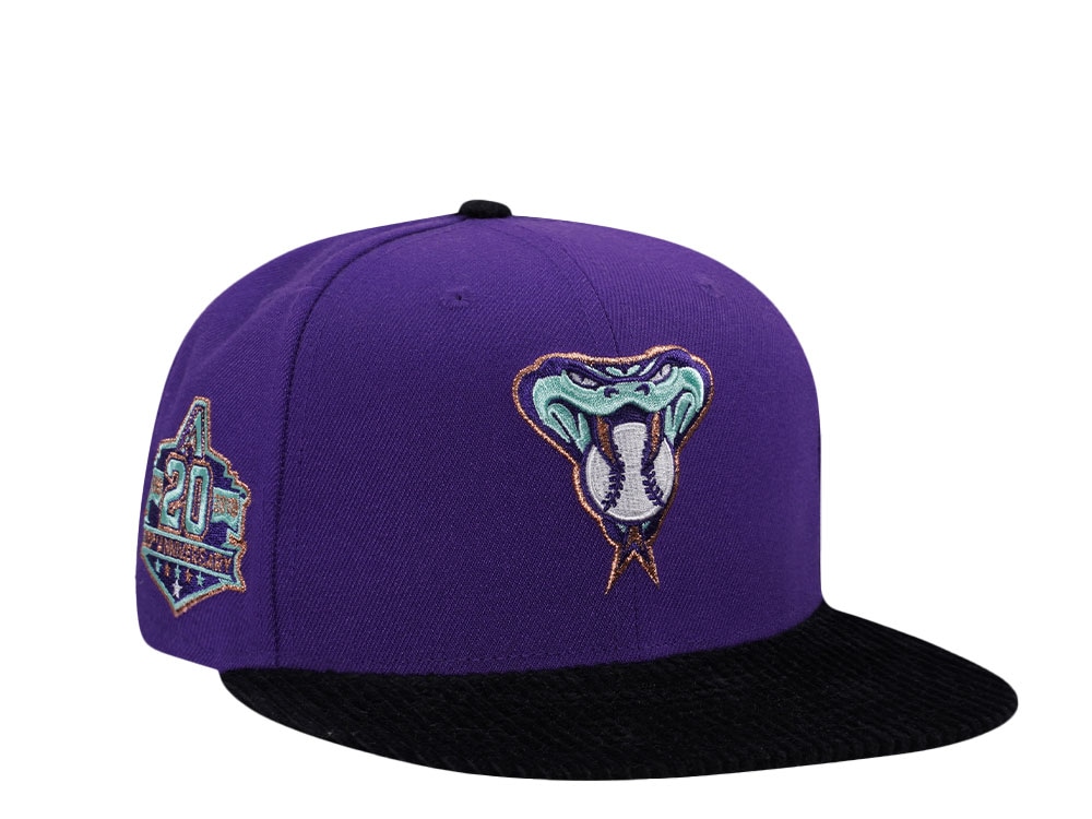 New Era Arizona Diamondbacks 20th Anniversary Cord Visor Edition Purple 59Fifty Fitted Casquette