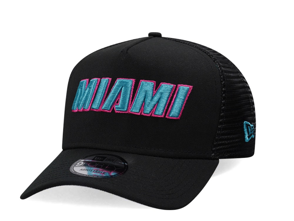 New Era Miami Heat Classic Black Trucker 9Forty A Frame Snapback Casquette