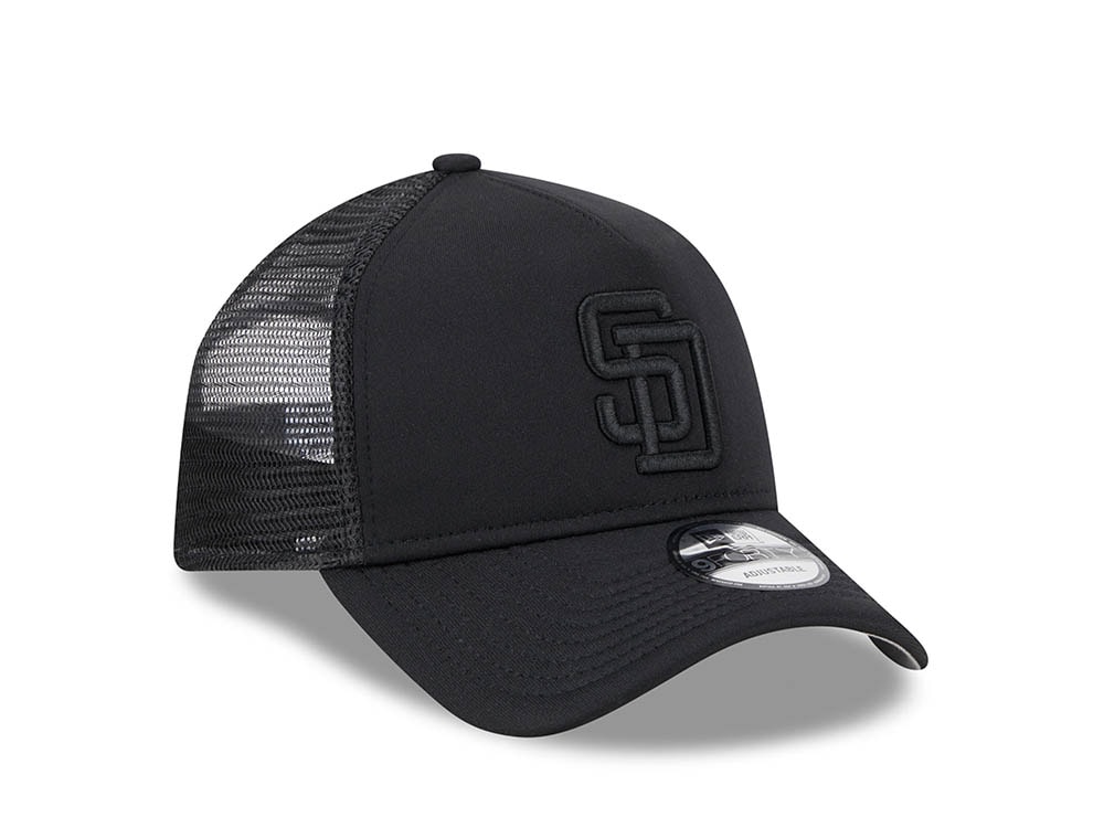 New Era San Diego Padres Black All Day 9Forty A Frame Trucker Snapback Casquette