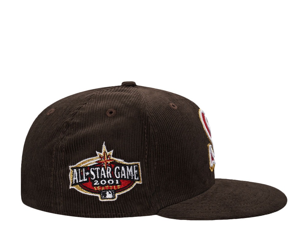New Era Seattle Mariners All Star Game 2001 Walnut Corduroy Prime Edition 59Fifty Fitted Casquette