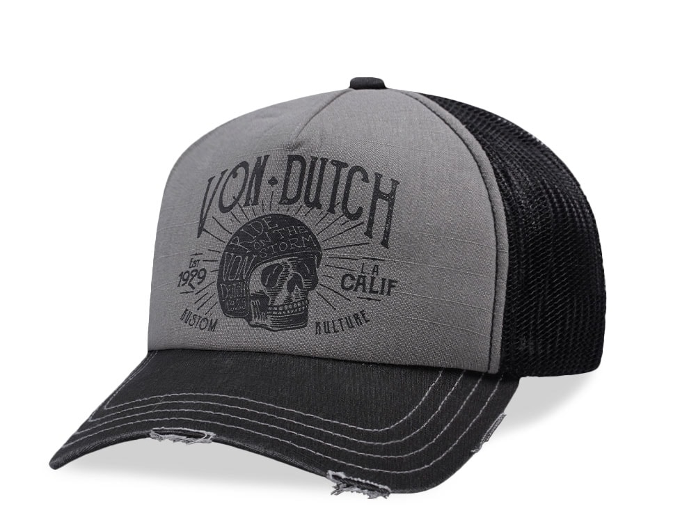 Von Dutch Screen Print Gray Black Trucker Snapback Casquette