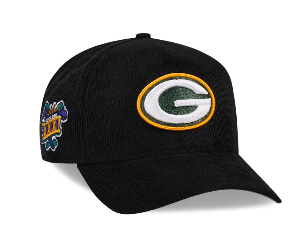New Era Green Bay Packers Super Bowl XXXI Black Corduroy Edition 9Forty A Frame Snapback Casquette