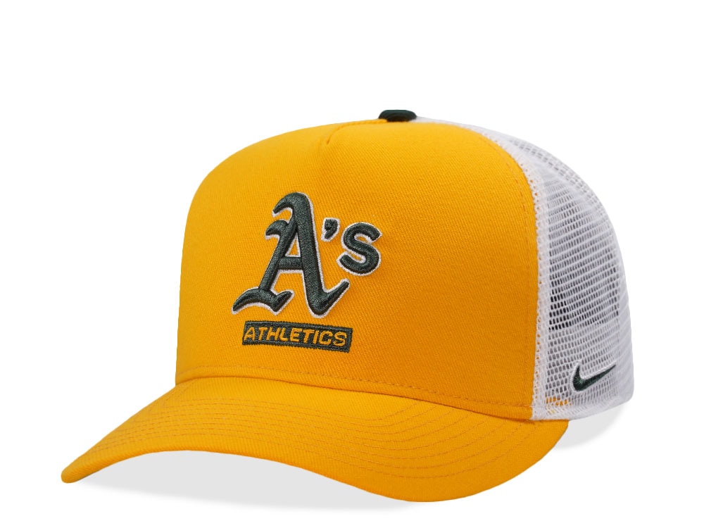 Nike Oakland Athletics Primetime Dri-Fit Rise Yellow Edition Trucker Snapback Casquette