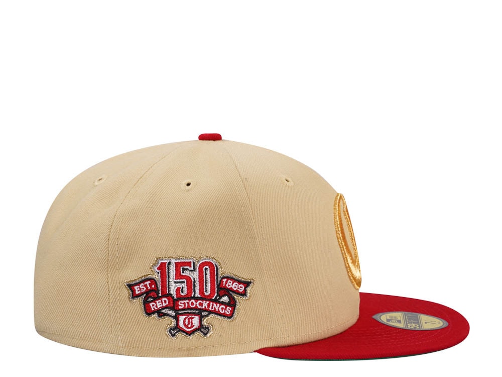 New Era Cincinnati Reds 150th Anniversary Vegas Gold Two Tone Edition 59Fifty Fitted Casquette