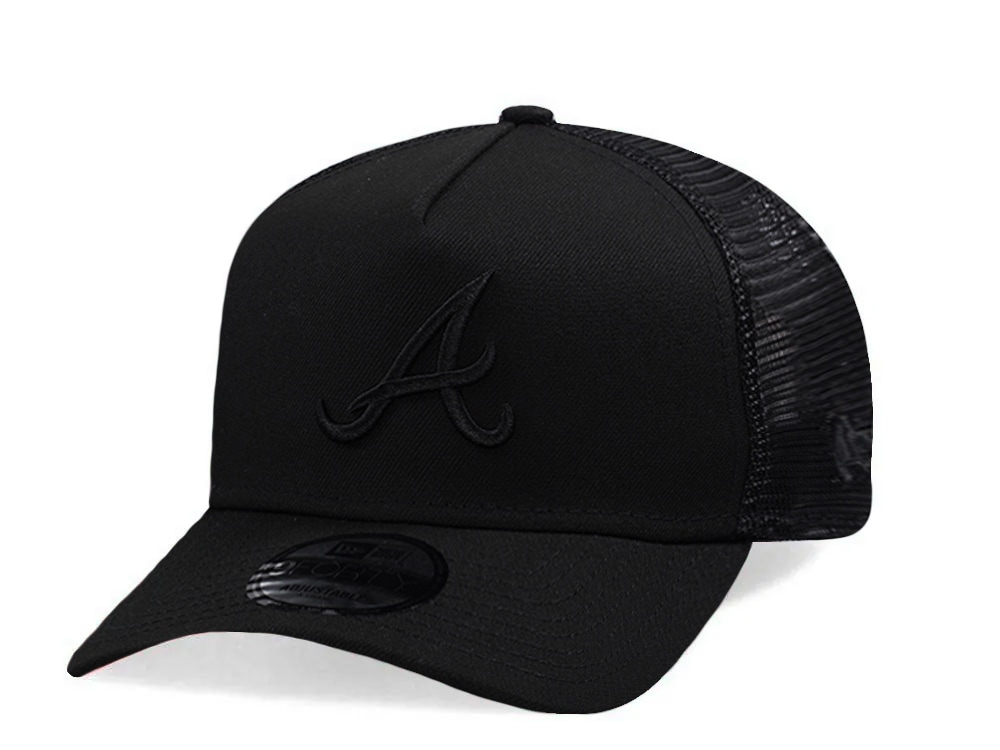 New Era Atlanta Braves Black On Black Edition 9Forty A Frame Trucker Snapback Casquette