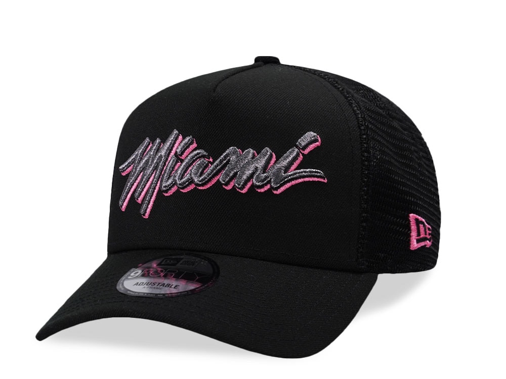 New Era Miami Heat Black Prime Edition 9Forty A Frame Trucker Snapback Casquette