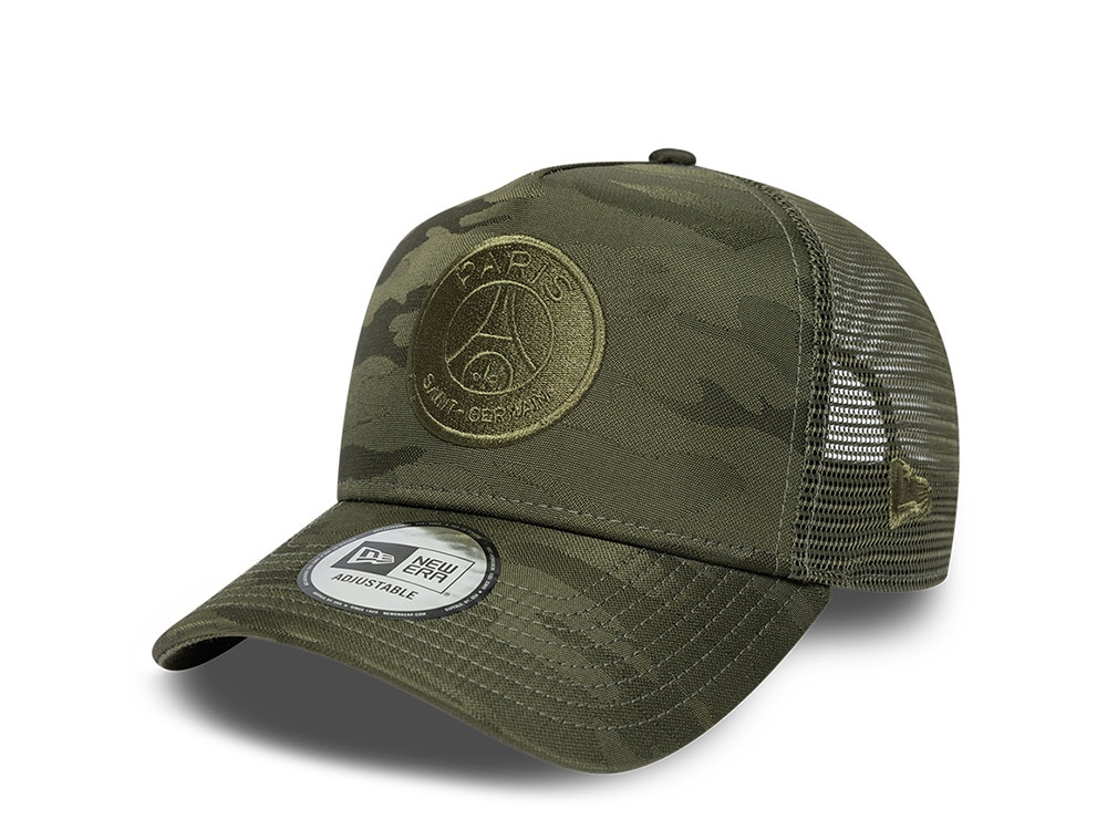 New Era Paris Saint Germain Green Tonal Camouflage Prime Edition 9Forty A Frame Trucker Snapback Casquette