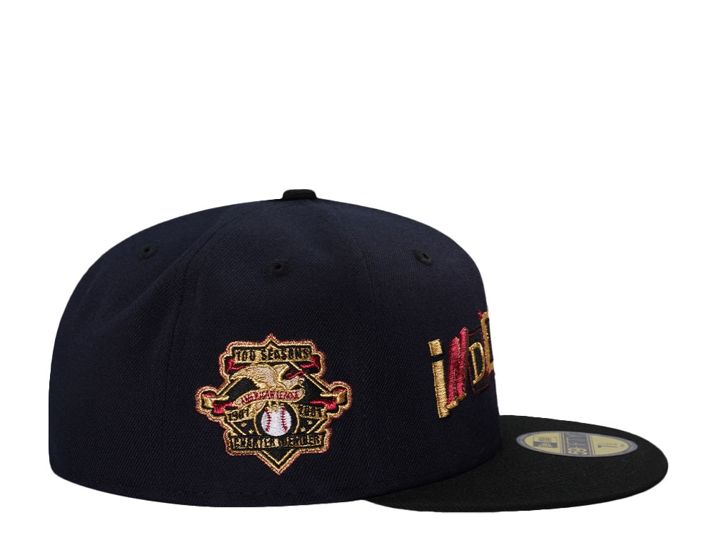 New Era Cleveland Indians 100 Season Ransom Note Navy Two Tone Edition 59Fifty Fitted Casquette