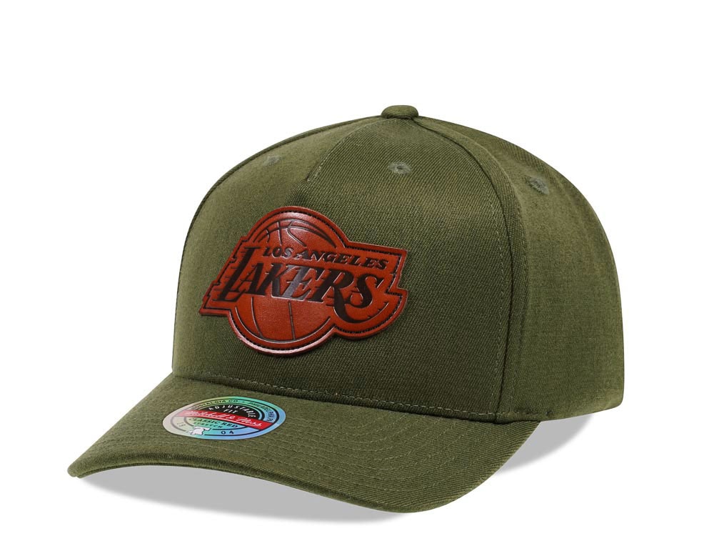 Mitchell & Ness Los Angeles Lakers Wood Leatherbadge Red Line Flex Snapback Casquette