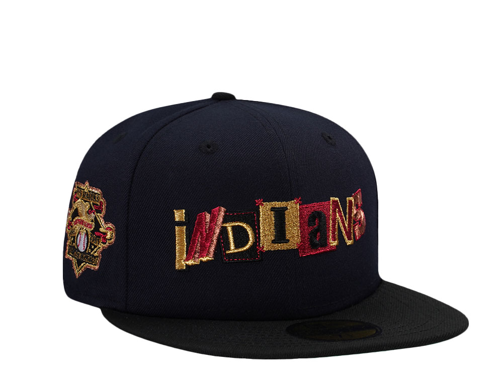 New Era Cleveland Indians 100 Season Ransom Note Navy Two Tone Edition 59Fifty Fitted Casquette