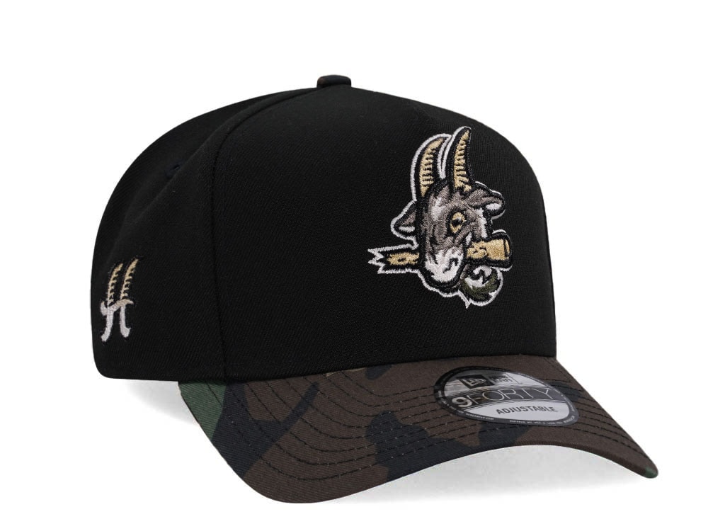 New Era Hartford Yard Goats Black Camo Two Tone Edition 9Forty A Frame Snapback Casquette
