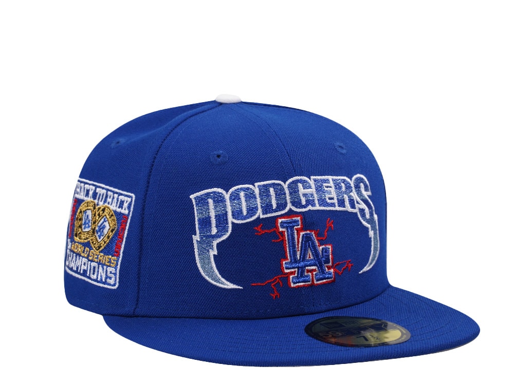 New Era Los Angeles Dodgers Back to Back Champions Metallic Royal Blue Prime Edition 59Fifty Fitted Casquette