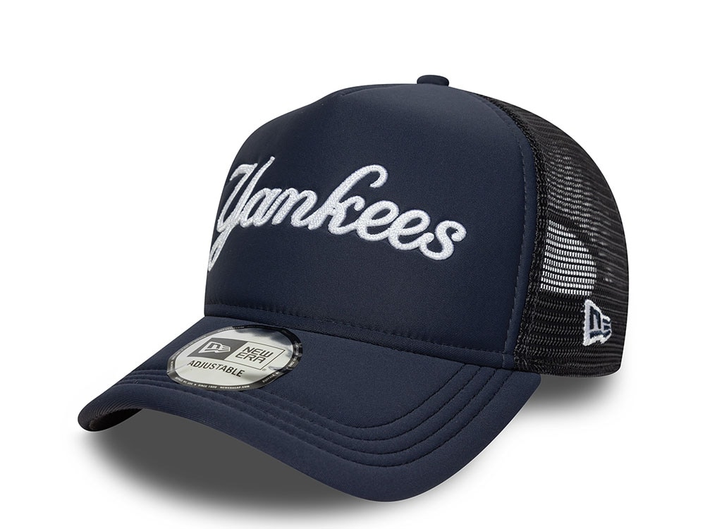 New Era New York Yankees Script Navy 9Forty A Frame Trucker Snapback Casquette