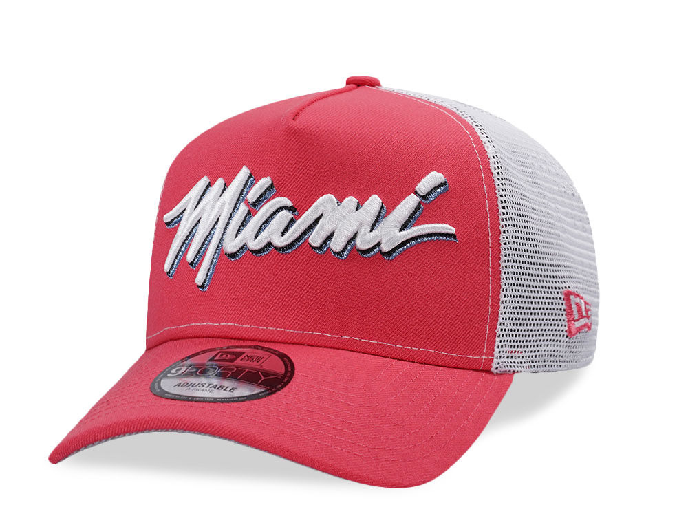 New Era Miami Heat Coral Pink Prime Edition 9Forty A Frame Trucker Snapback Casquette