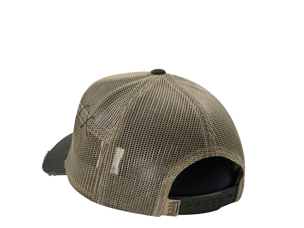 Von Dutch Oval Patch Beige Olive Trucker Snapback Casquette