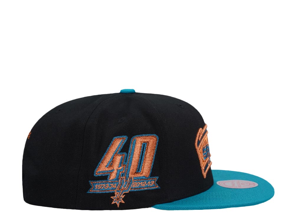 Mitchell & Ness San Antonio Spurs 40th Anniversary Make Cents Black Two Tone Hardwood Classic Snapback Casquette