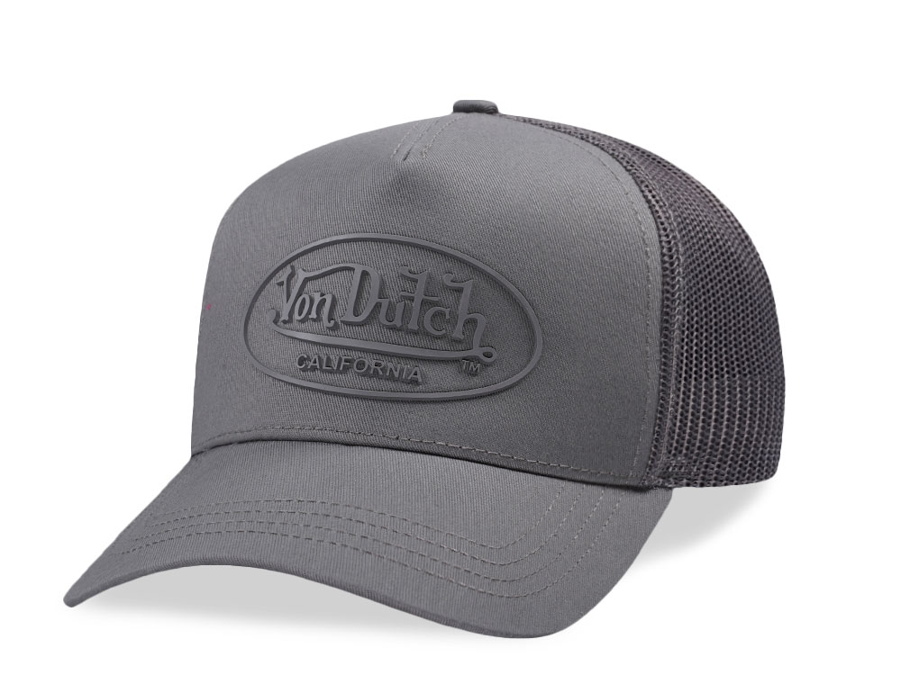 Von Dutch Rubber Logo Gray Edition Trucker Snapback Casquette