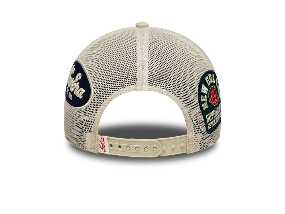 New Era Multi Patch Beige 9Forty M Crown A Frame Snapback Casquette