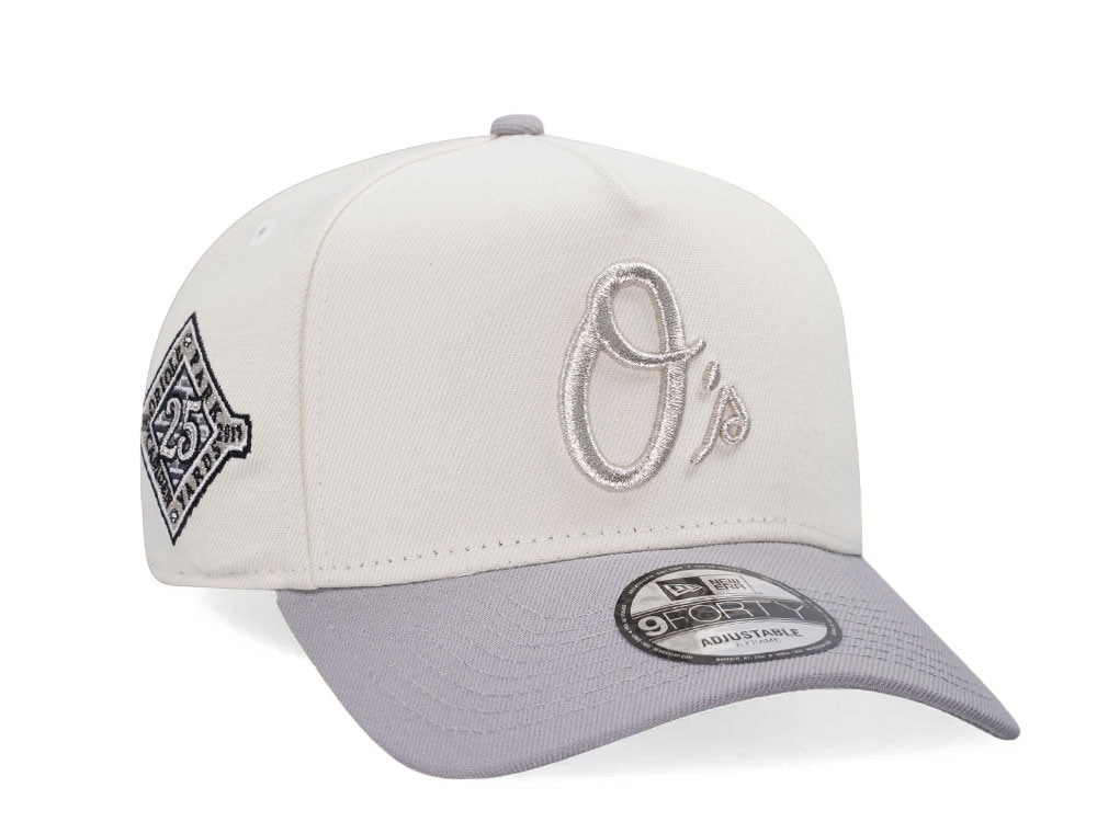 New Era Baltimore Orioles 25th Anniversary Metallic Chrome Two Tone 9Forty A Frame Snapback Casquette