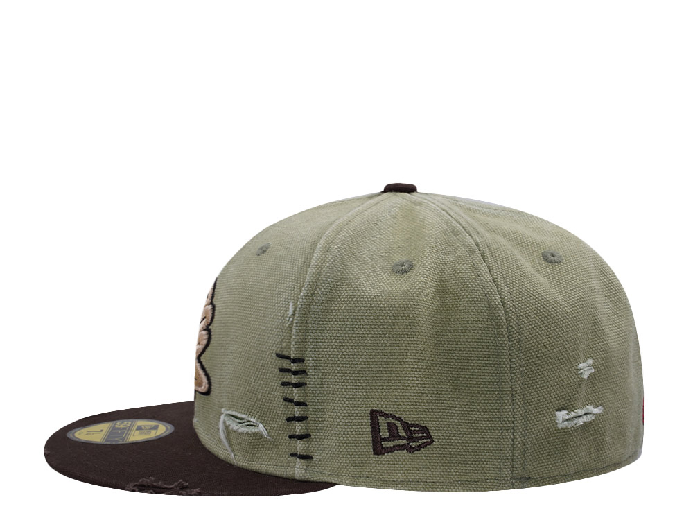 New Era Anaheim Ducks 10th Anniversary Washed Canvas Rifle Green Two Tone Horror Edition 59Fifty Fitted Casquette