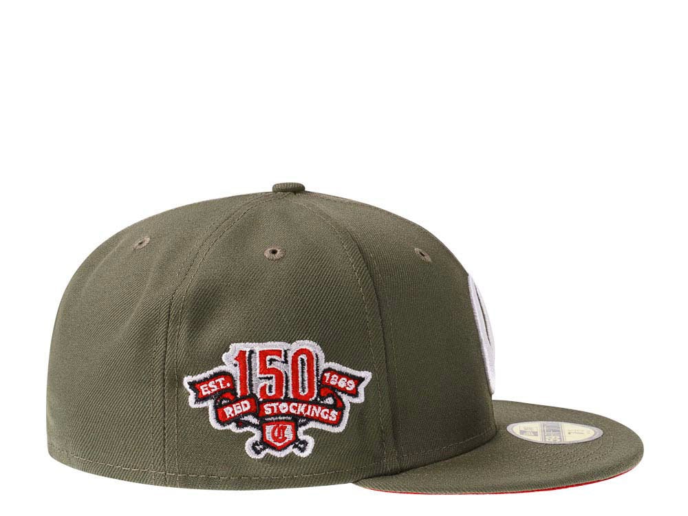 New Era Cincinnati Reds 150th Anniversary Olive Red Edition 59Fifty Fitted Casquette