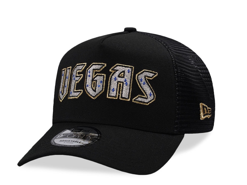 New Era Vegas Golden Knights Black Prime Edition 9Forty A Frame Trucker Snapback Casquette