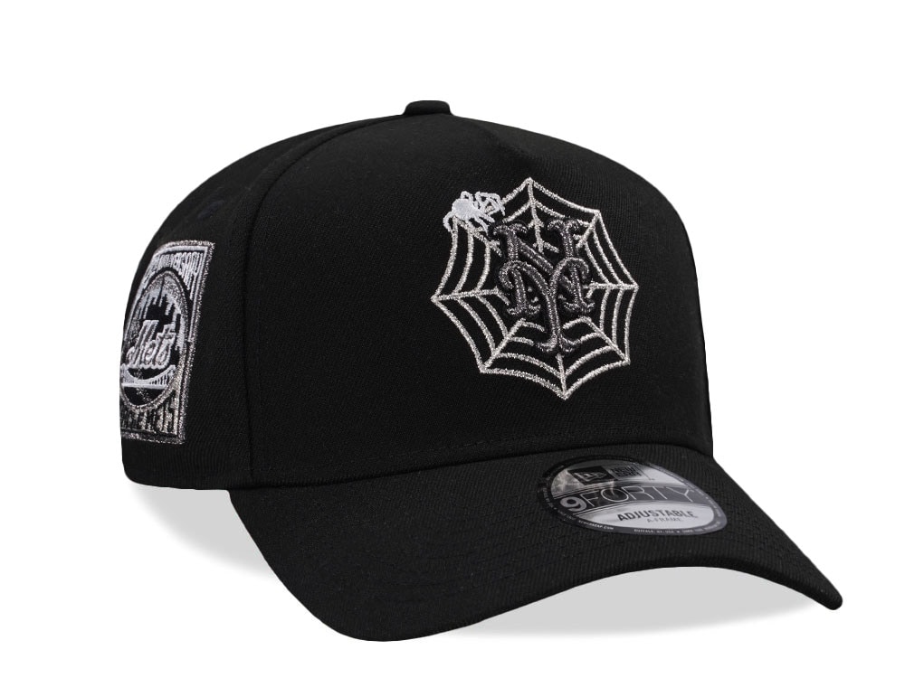 New Era New York Mets 25th Anniversary Metallic Black Prime Edition 9Forty A Frame Snapback Casquette