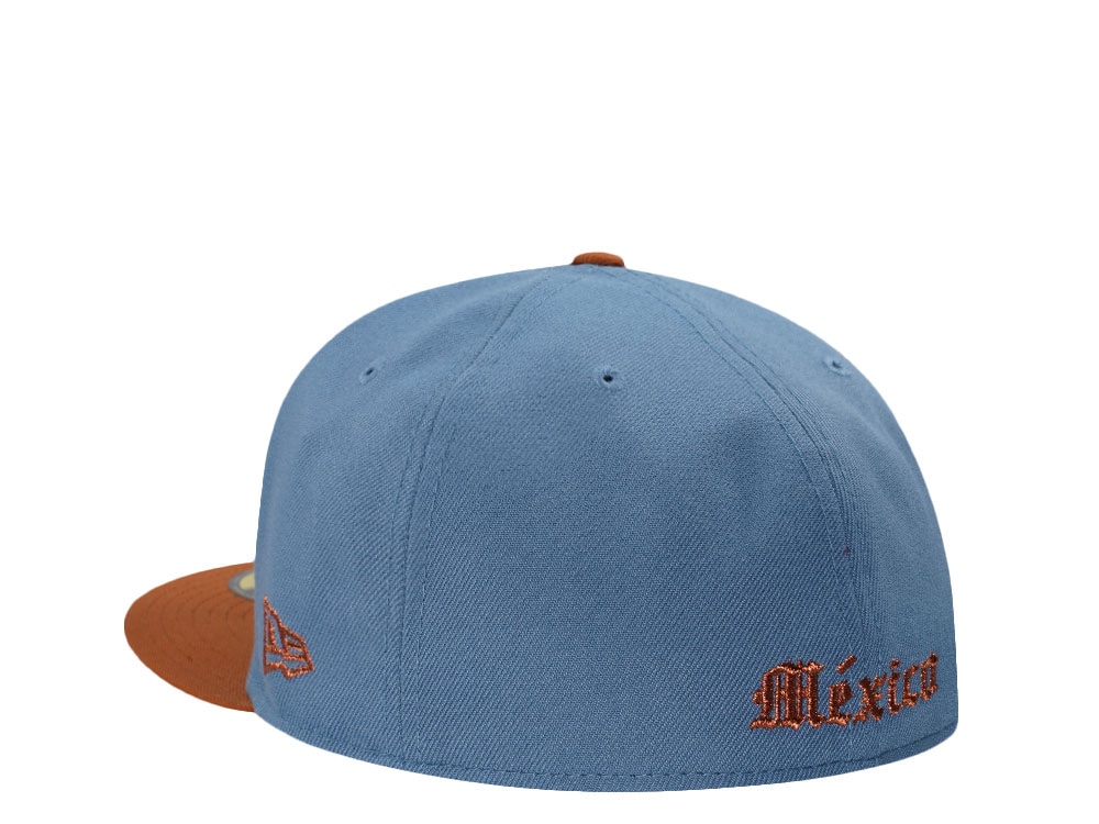 New Era Mexico Aztec Skull Warrior Sky Blue Two Tone Edition 59Fifty Fitted Casquette