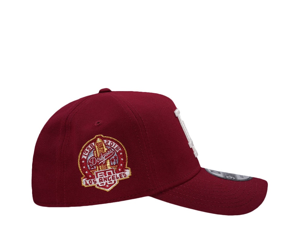 New Era Los Angeles Dodgers 60th Anniversary Cardinal Red Prime Edition 9Forty A Frame Snapback Casquette
