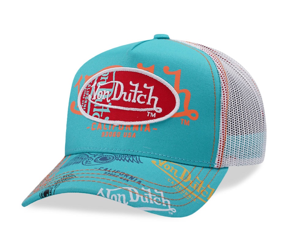 Von Dutch Oval Patch Teal Trucker Snapback Casquette