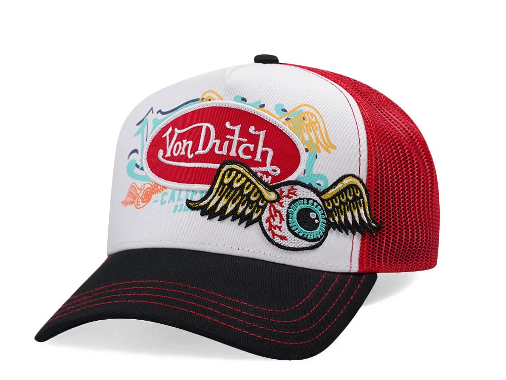 Von Dutch Flying Eye Red White Trucker Snapback Casquette