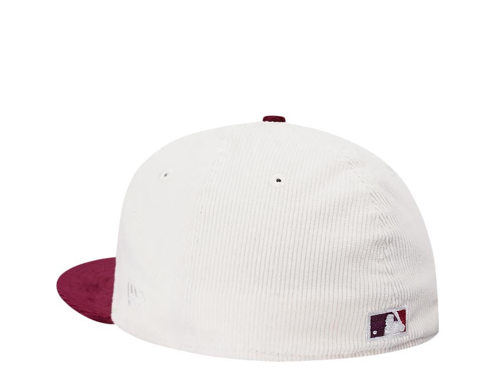 New Era Cincinnati Reds Riverfront Stadium Cream Merlot Two Tone Corduroy Edition 59Fifty Fitted Casquette