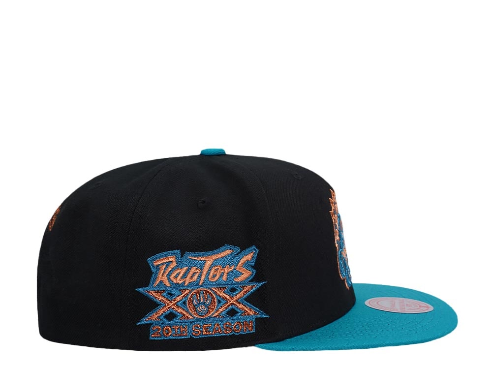 Mitchell & Ness Toronto Raptors 20th Anniversary Make Cents Black Two Tone Hardwood Classic Snapback Casquette