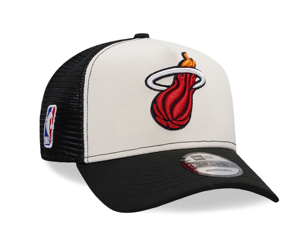 New Era Miami Heat White 9Forty A Frame Trucker Snapback Casquette