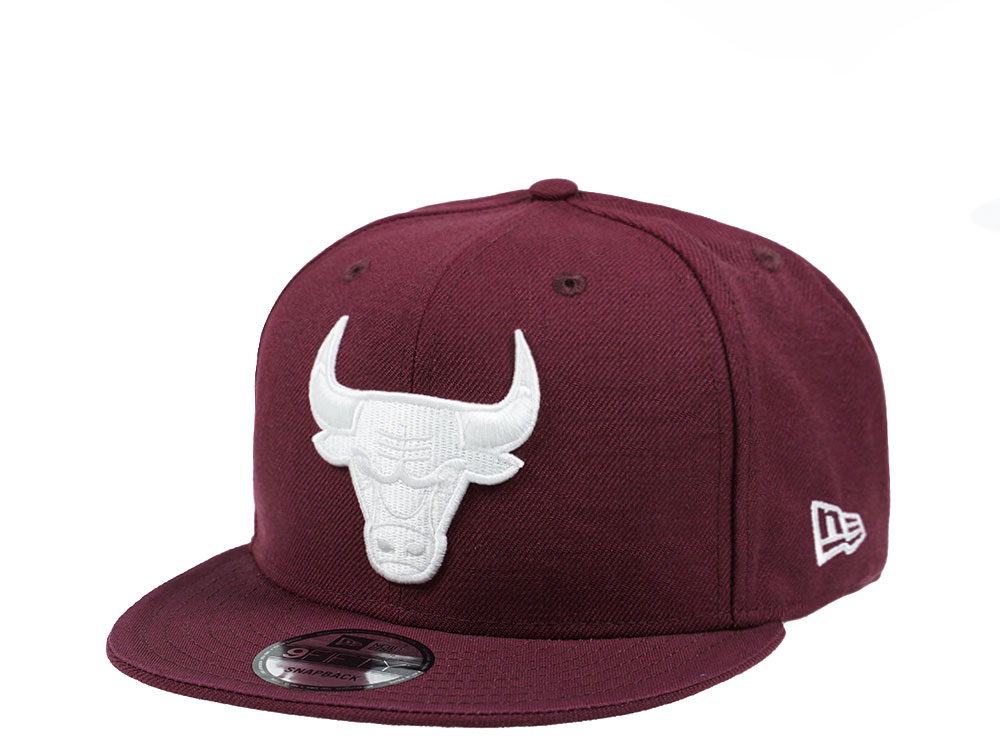 New Era Chicago Bulls White on Maroon Edition 9Fifty Snapback Casquette