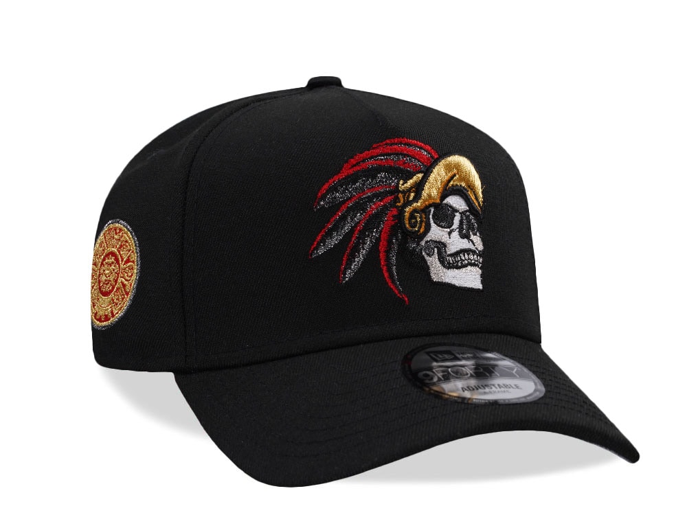 New Era Mexico Aztec Skull Warrior Metallic Black Prime Edition 9Forty A Frame Snapback Casquette