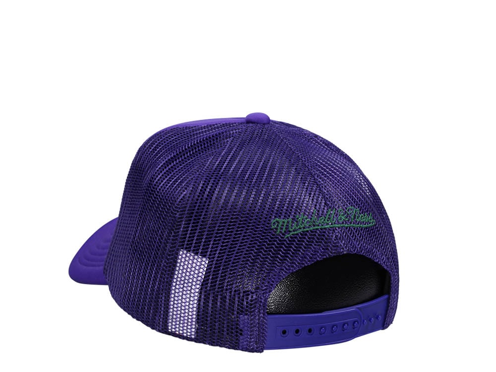 Mitchell & Ness Milwaukee Bucks Purple Billboard Trucker Snapback Casquette