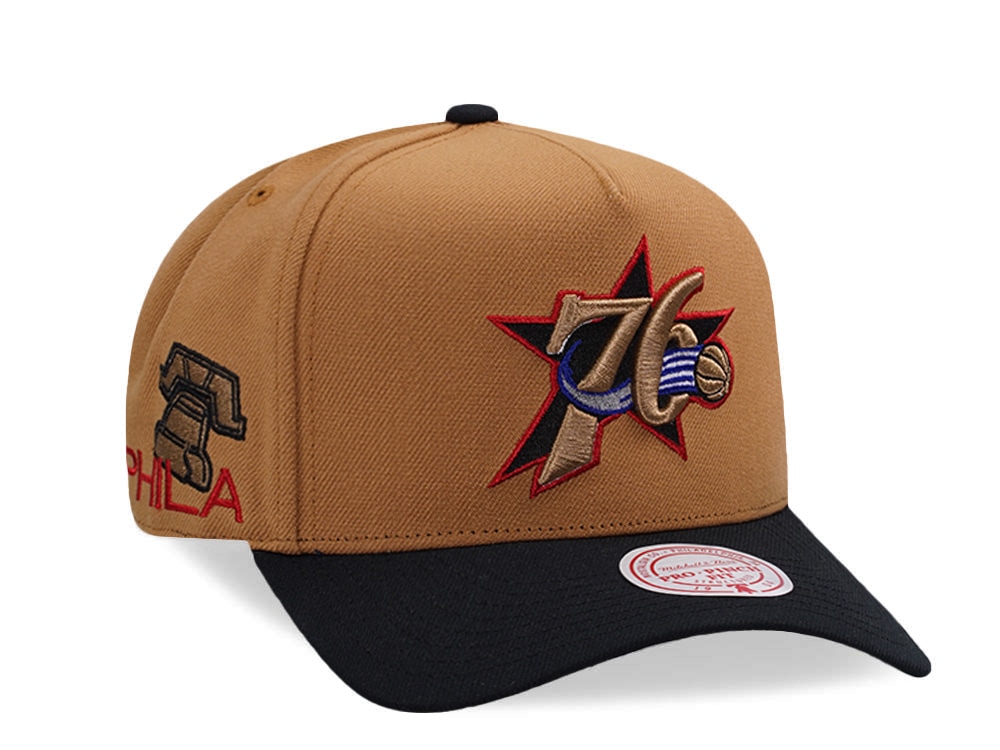 Mitchell & Ness Philadelphia 76ers NBA In The City Brown Edition Pro Pinch Fit Snapback Casquette