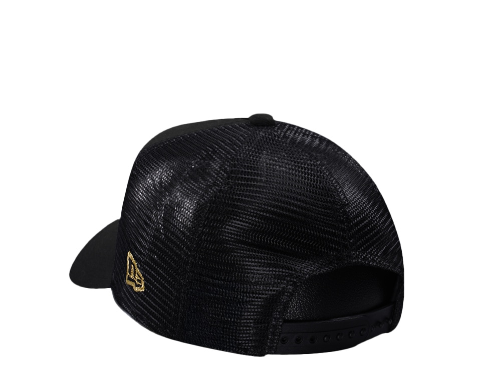 New Era Edmonton Oilers Metallic Gold Black Edition 9Forty A Frame Trucker Snapback Casquette