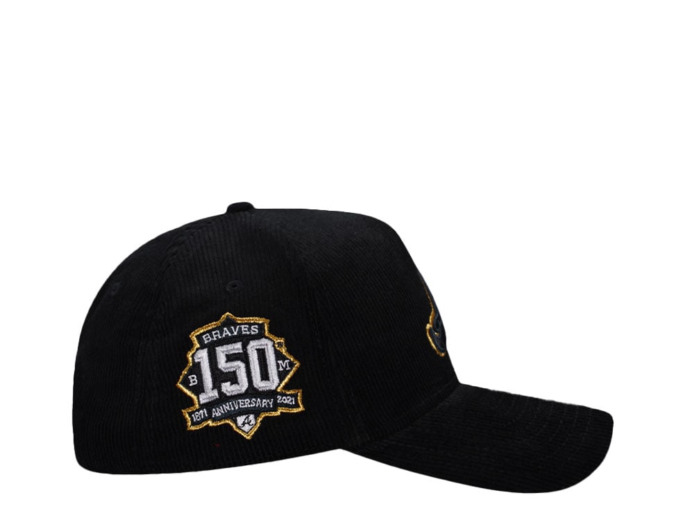 New Era Atlanta Braves 150th Anniversary Black Corduroy Edition 9Forty A Frame Snapback Casquette
