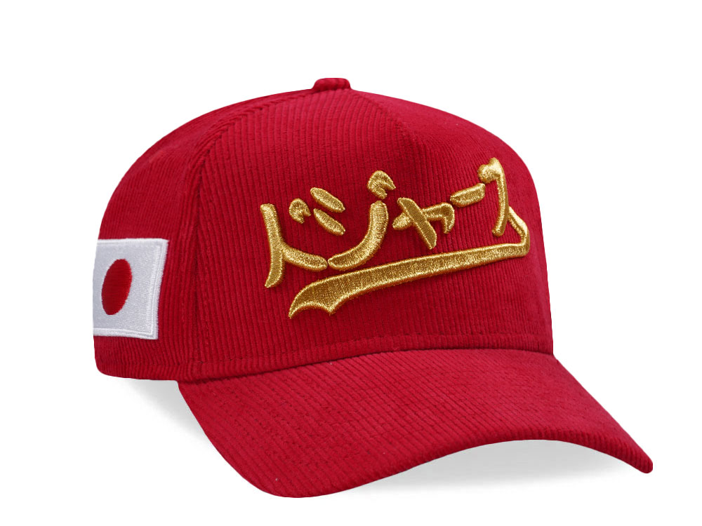 New Era Los Angeles Dodgers Japan Corduroy Scarlet Prime Edition 9Forty A Frame Snapback Casquette