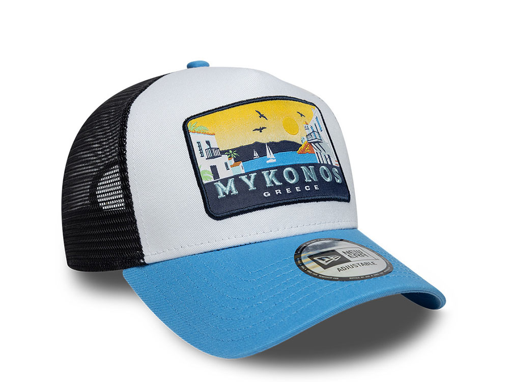 New Era Mykonos Location Patch 9Forty A Frame Trucker Snapback Casquette