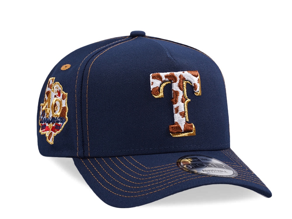 New Era Texas Rangers 40th Anniversary Cow Ocean Blue Prime Edition 9Forty A Frame Snapback Casquette