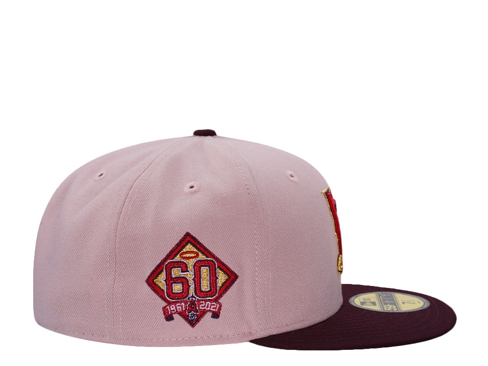 New Era Anaheim Angels 60th Anniversary Pinkrouge Two Tone Edition 59Fifty Fitted Casquette