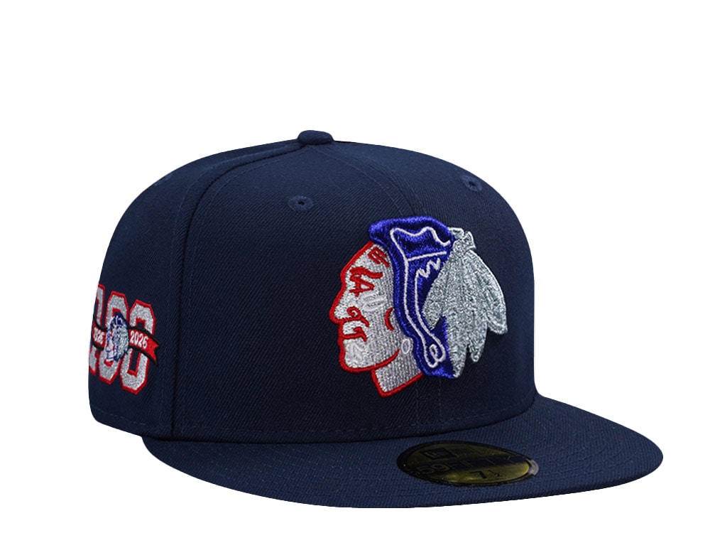 New Era Chicago Blackhawks 100th Anniversary Ocean Blue Prime Edition 59Fifty Fitted Casquette
